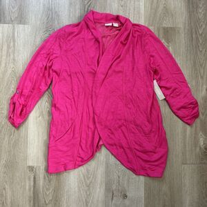 Chico's Zenergy Womens Size 2 (12-14) Cardigan Drape Front Summer Berry  NWT